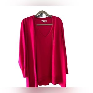 Chicos red sweater / cardigan with matching matching red shell. Size